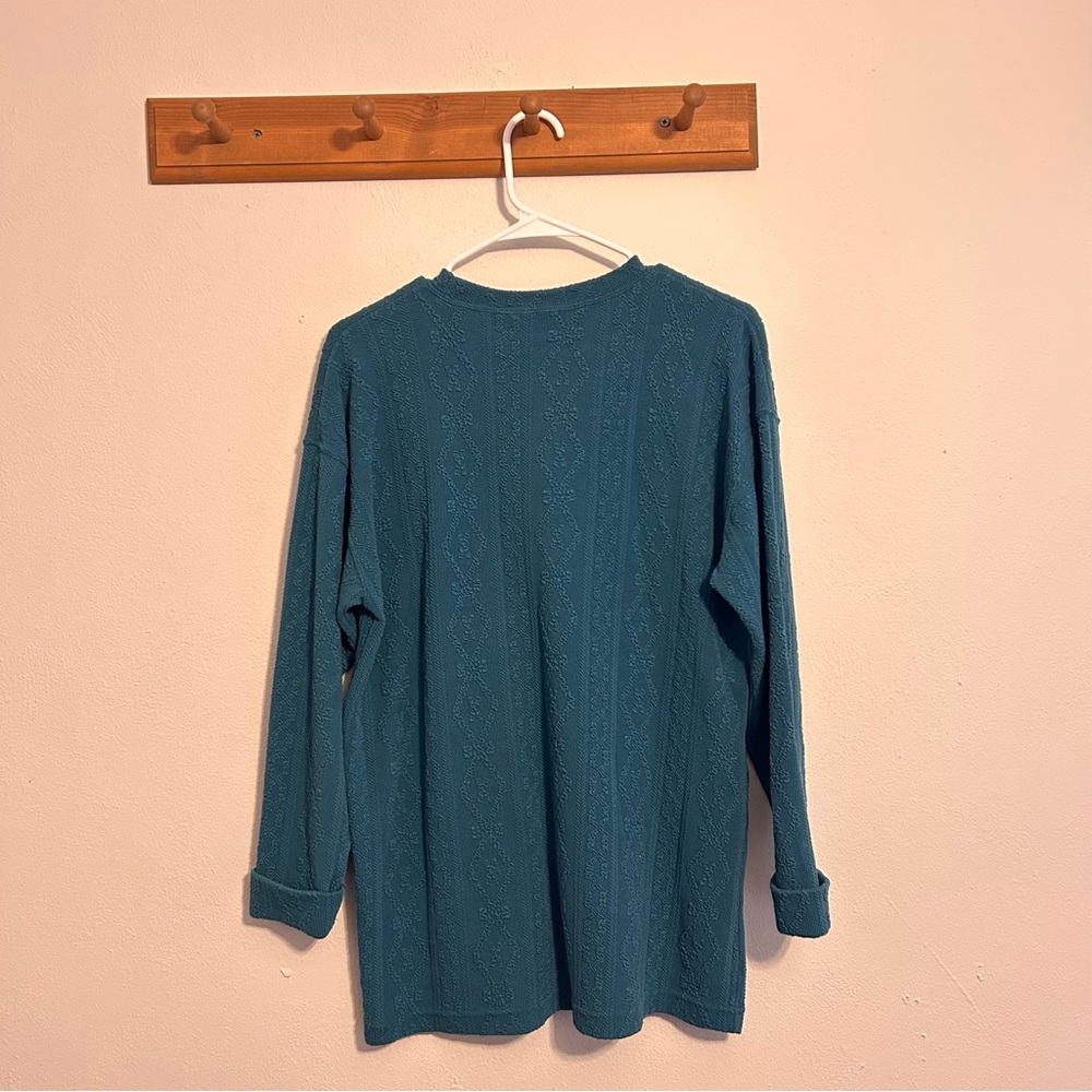 Vintage Teal Long Sleeve Women's Top